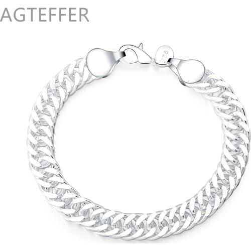 AGTEFFER 925 Sterling Silver Snake Sprocket B10M Bracelet For Women Wedding Engagement Party Jewelry