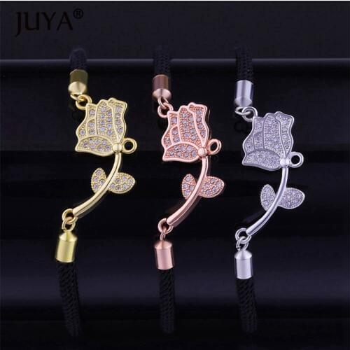 Fashion Vintage Black Red Grey Blue Rope Chain Rose Flower Charm Bracelets Bangle For Woman pulseira feminina pulseras mujer
