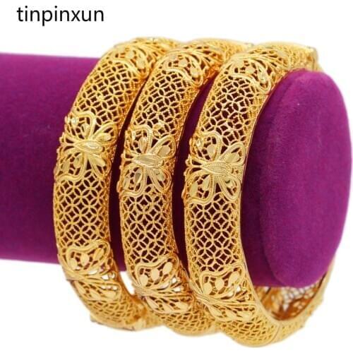 PINXUN Butterfly Gold Color Bangle Dubai African Arab Can Open Bracelet For Women/Men Ethiopian Wedding Jewelry Party Gift #17