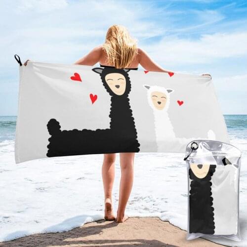 Bath Towel Love Alpaca Quick Dry Large Towel Thin Absorbent Soft Towel for Home Travel Camping Swimming Beach Sport