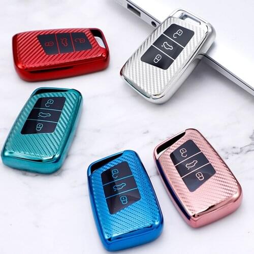 TPU Carbon Fiber Car Remote Key Case Cover Holder Shell Fob For Skoda Superb A7 For VW Passat B8 Magotan Golf Accessories