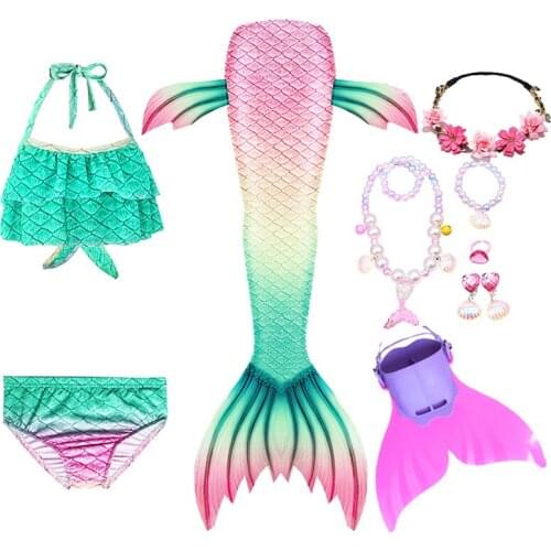 2021 Kids Mermaid Tails Bikini Bathing Children Suit Swimsuit With Monofin for Girls Princess