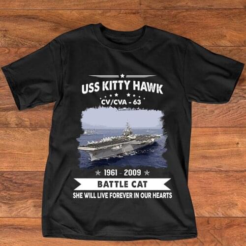 Navy Veteran Proud, USS Kitty Hawk CV/CVA 63 Photo Graphic Printed T-Shirt. Summer Cotton Short Sleeve O-Neck Mens T Shirt S-3XL