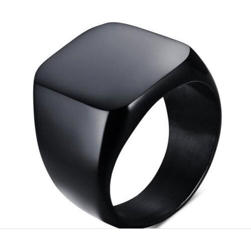 IP Black Plated stainless steel Smooth Ring Band Large 18mm wide Jewelry for Mens Gifts 7-12