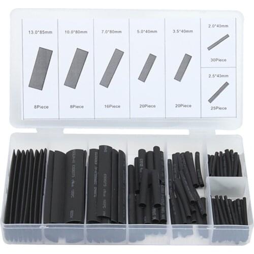 Insulation Sleeving Polyolefin Shrinking Assorted Tubing Wire Cable127pcs Heat shrink tube sleeve 2:1 black electronic diy kit