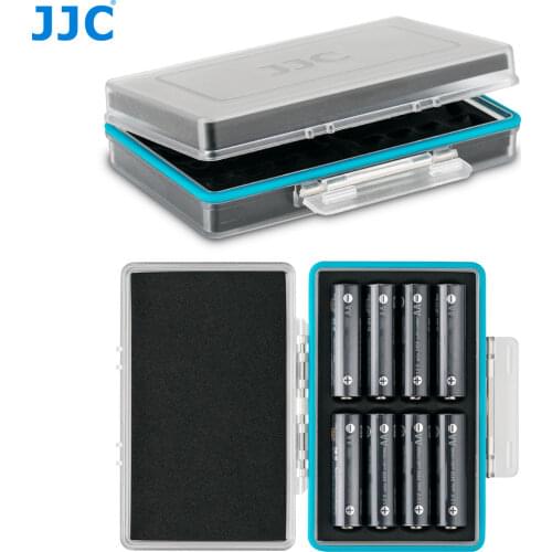 JJC Durable Battery Storage Case Battery Holder Box for 8 AA / 14500 Alkaline Lithium Rechargeable Batteries with Sponge Cushion