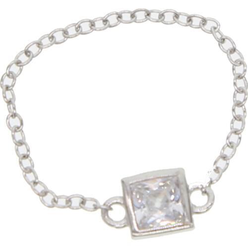 Single stone square bezel cubic zirconia charm ring Gold silver color 925 sterling silver simple minimal rings