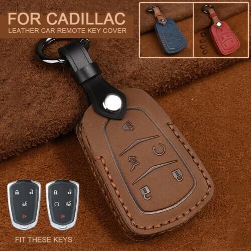 Retro Leather Key Cover Remote Case For Cadillac CT6 ATS CTS XTS SRX XT5 2015-19 key Holder Protector