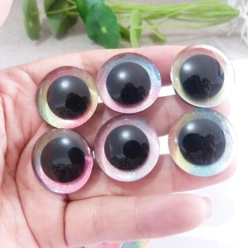 MACKASZEM new rainbow eyes 16mm/20mm/25mm trapezoid plastic clear safety toy eyes+Rainbow color fabric +white washer--50pcs/lot