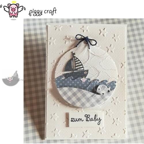 Piggy Craft metal cutting dies cut die mold sailboat wave decoration Scrapbook paper craft knife mould blade punch stencils dies