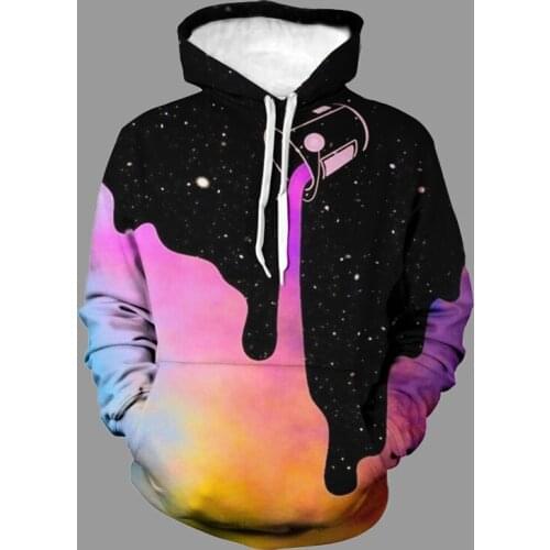 Autumn Pop Trend Hoodies Men Sweatshirt 3D Starry Sky Cup Print Hooded Coat Youth Street Fashion Loose Casual Hoody Jacket Tops
