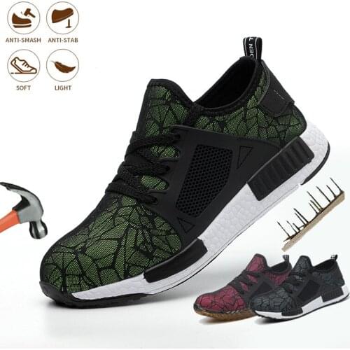 Man Safety Shoes Indestructible Work Shoes Steel Toe Cap Puncture-Proof Lightweight Breathable Comfortable Anti-smashing Sneake