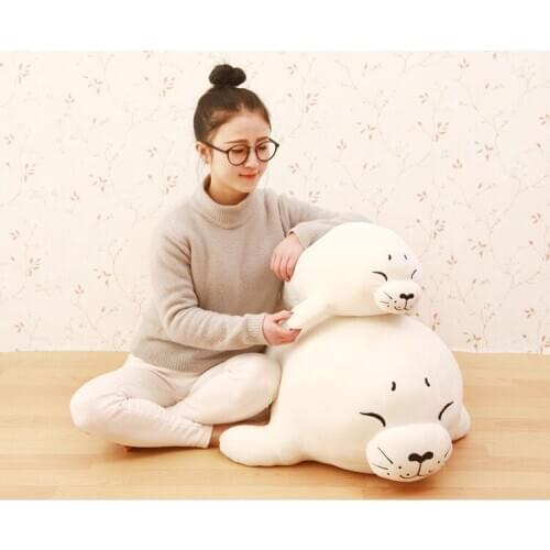 Cartoon white prone seal plush toy soft doll throw pillow christmas gift b1350