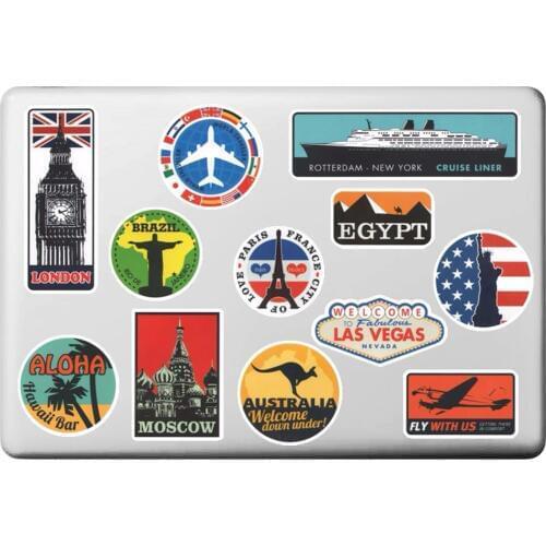 World Travel Classic Building Laptop Sticker for Macbook Surface Ipad Air 2 Mini Notebook Suitcase Guitar Skateboard Car Sticker