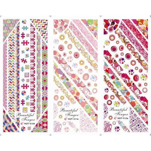 3PCS/LOT NAIL ART TATTOOS STICKER WATER SLIDER DECAL FULL COVER ROUND SPOT BUBBLE THREAD BLOCK SHAPE LACE SWIRL HOT10-12