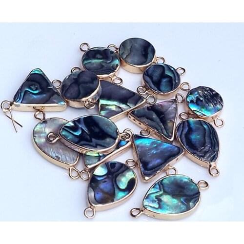 Natural Fashion Jewelry Abalone Shell Pendant water drop triangular round double ear Connector DIY Necklace for Jewelry Making