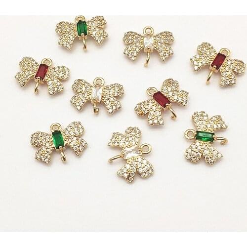 New arrival! 13x15mm 50pcs Cubic Zirconia Bows Connectors For Handmade Necklace Earring DIY Parts Jewelry Findings & Components
