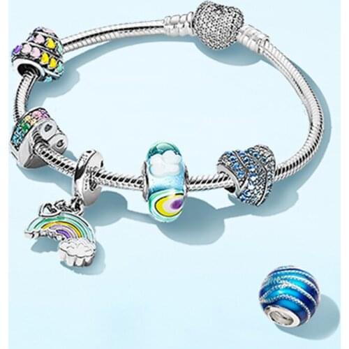 NEW 100% 925 Sterling Silver Brand New Bracelet Set Natural Inspiration Calm Waves After Rain Sky And Rainbow