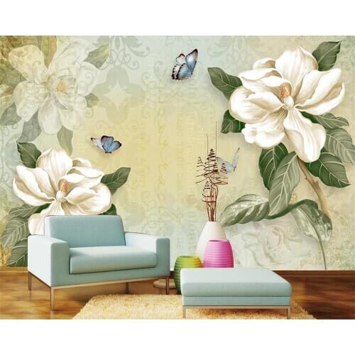 Beibehang Custom Wallpaper Home Decorative Background Mural Chinese Retro Floral Butterfly TV Background Wall mural 3d wallpaper