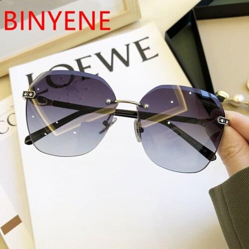 Polarized Oversized Sunglasses Women Fashion Rimless Sunglasses Luxury Exquisite Eyewear oculos feminino Big Shades