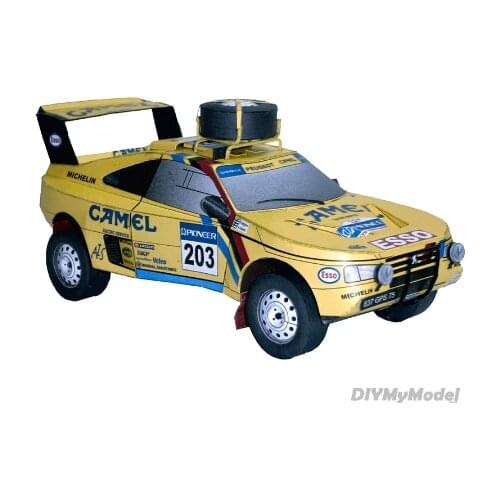 Peugeot 405 T16 1989 1:32 Dakar Rally Racing Car Origami Art Mini 3D Paper Model Papercraft DIY Adult Handmade Craft Toys ZX-033