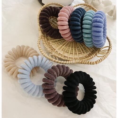 1PC Elastic Hair Bands Velvet Spiral Shape Ponytail Holders Hair Ties Gum Rubber Band Hair Rope Telephone Wire Hair Accessories