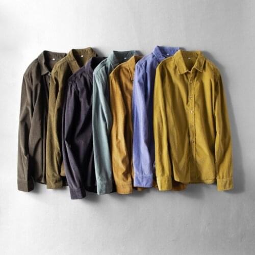 Autumn and winter new Corduroy long sleeve shirts for men solid color casual shirts slim fit shirt jacket