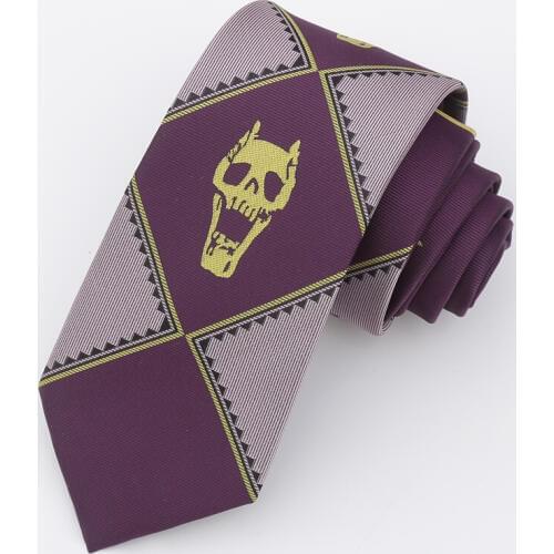 Anime JoJo Bizarre Adventure Necktie KILLER QUEEN Kira Yoshikage Skull Neck Tie Halloween Cosplay Costumes Accessories Man Woman