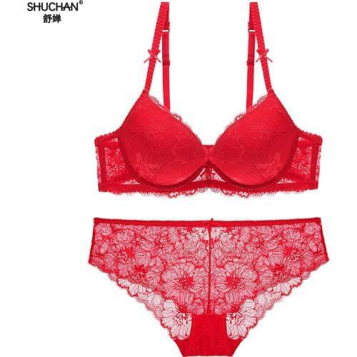 SHUCHAN Sexy Lace Bra Set Women Underwear Set Push Up Bra Set Sexy Lace Briefs Lingerie Lace Push Up Bra Set For Women 1763