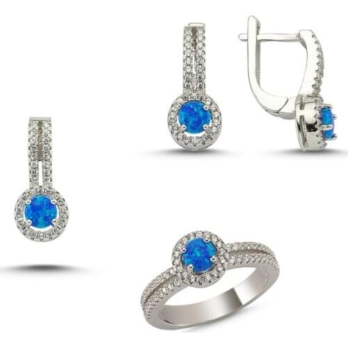 Silverlina Silver Zircon Stone Opals Set