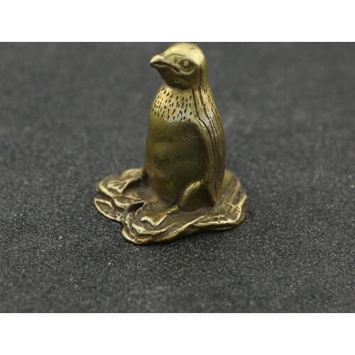 Cute Brass Penguin Statue Animal Birds Desk Decoration Ornament Sculpture Hand Toy Home Office Desk Decor Gift