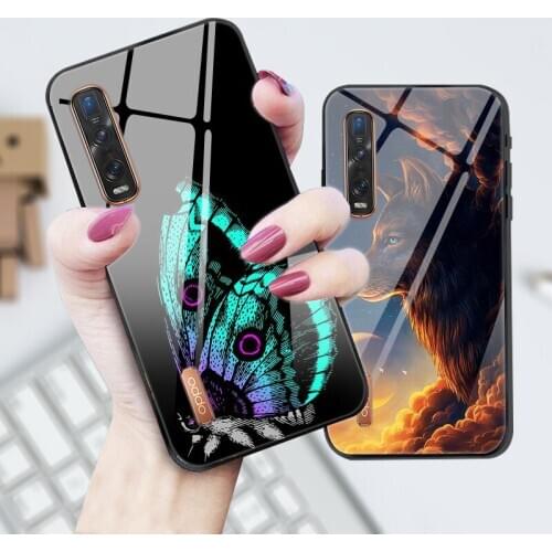 Glass Case For Oppo Find X2 Pro Hard Back Phone Cover TPU Black Silicone Bumper