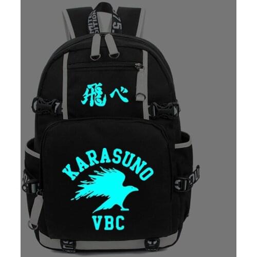Luminous Student School Shoulder Bag Anime Haikyuu Haikiyu Karasuno Cosplay Backpack Cartoon Teenage Laptop Travel Mochilas