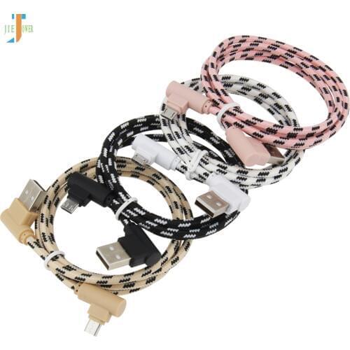 USB Cable 90 Degree Micro USB Type C Charger Fast Charging for IPhone XS Xiaomi Lattice Braided Charger Cable Cord 200pcs/lot