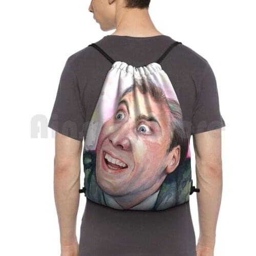 Curious Nicolas Cage Design For Good Health And Strong Bones Backpack Drawstring Bags Gym Bag Waterproof Nicolas Cage