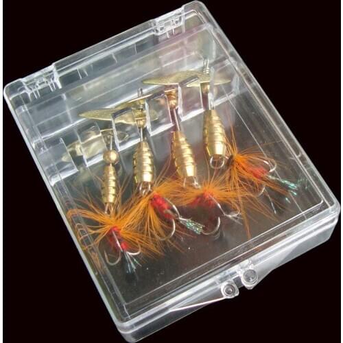 Rotating Spoon Lure Fishing Treble Hook Spinner Bait Artificial Lures 4 Pieces Case