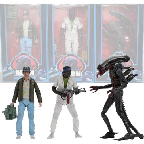 NECA Aliens Figure The Alien Bloody Alien Brett Parker Action Figures 40th Anniversary 3pcs/set