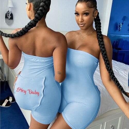 Adogirl Women Bodycon Playsuit Sexy One Piece Backless Skinny Rompers Fashion Letter Embroidery Female Streetwear Overalls