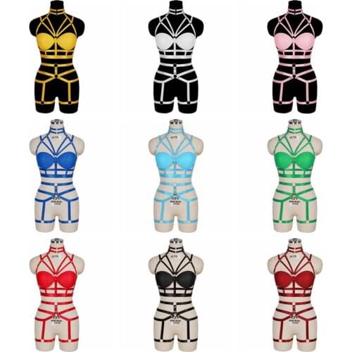 Goth Suspender Belt Bra Cup Wrapped Breast Harness Fashion Bondage Exotic Accessories Erotic Costumes Sexy Lingerie Set Garters