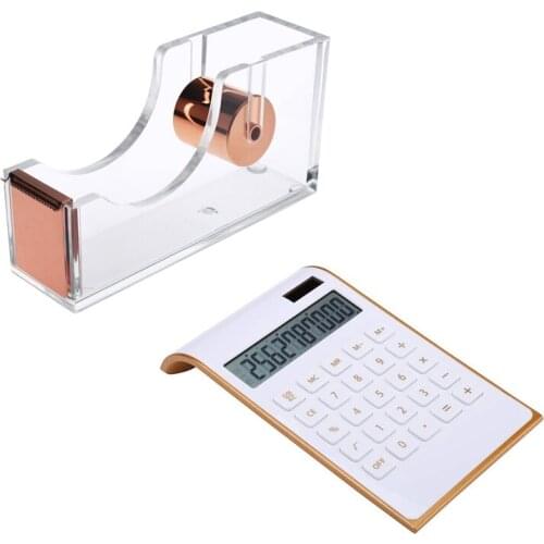 1 Pcs Deluxe Acrylic Design Office Desktop Tape Dispenser & 1 Pcs Calculator, Office/Home Electronics