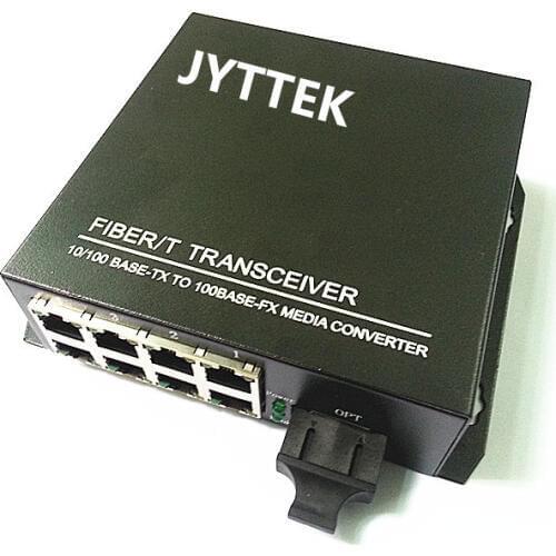 1 Fiber to 8 UTP Unmanaged 10/100Mbps Megabit Ethernet Fiber Switch dual fiber 20km SC 1310nm