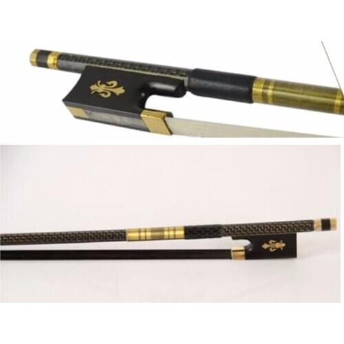 10pc PRO light carbon fiber 4/4 violin bow copper parts black+white horse hair