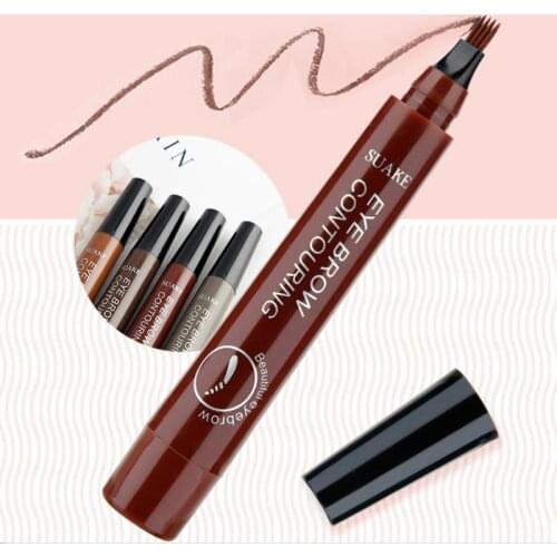 4 Points Eyebrow Pen 5 Colors Liquid Brow Pencil Dark Brown Microblading Eyebrow Pencil Waterproof Eyebrow Tattoo Pen Cosmetic
