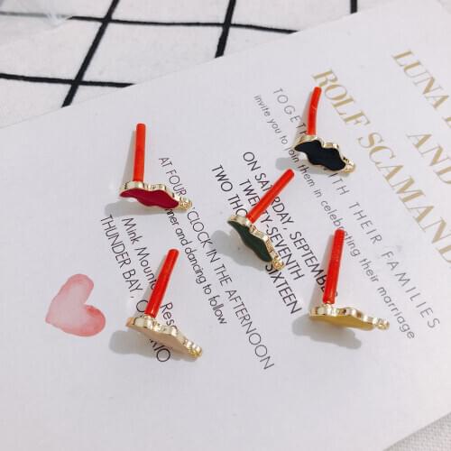 8 pieces / lot DIY alloy drip oil lightning shape silver pin with stud earrings earrings jewelry material accessories