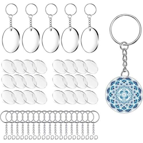 Acrylic Transparent Discs Key Chains Clear Acrylic Keychain Blanks for DIY Projects Crafts 2 Inch (Round, 72 Pieces)