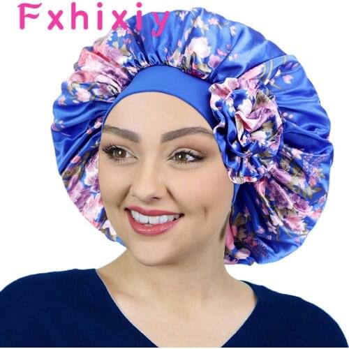 Big 3D Flower Satin Bonnet for Women African Patterns Floral Print Silky Night Sleep Cap Ladies Hair Care Beanie