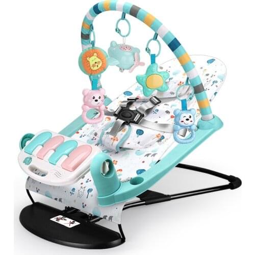 Infant Two-in-One Folding Gymnastic Rack Children Rocking Chair Early Childhood Education Sound and Light Baby Pedal Piano Toys