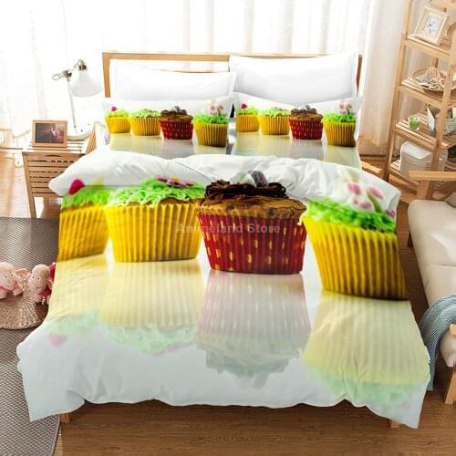 Cake Food Duvet Cover Sets Delicious Funny Comforter Bedding Set Pillowcase Modern Home Decor Single Queen King Size Dropship