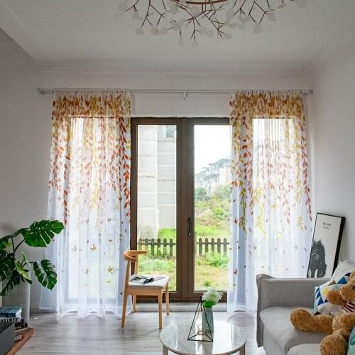 1pc Willow Modern Tulle Curtains For Living Room Bedroom Bird Printed Voile Sheer Curtains For Window Tulle Curtains Drapes