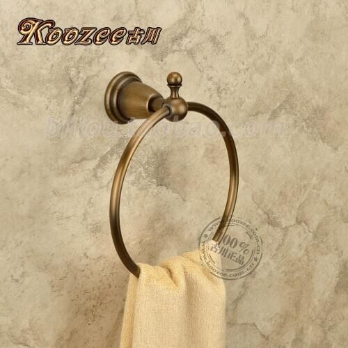 Furukawa genuine antique full copper green bronze towel ring towel hanging towel bar ring European bathroom hardware